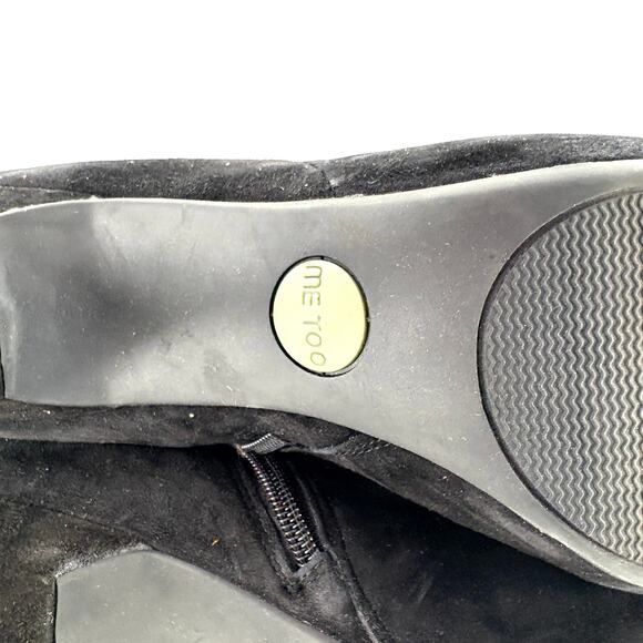 Me Too Suede Heeled Ankle Boots 10 Black Booties Capsule Minimalist - Picture 6 of 7